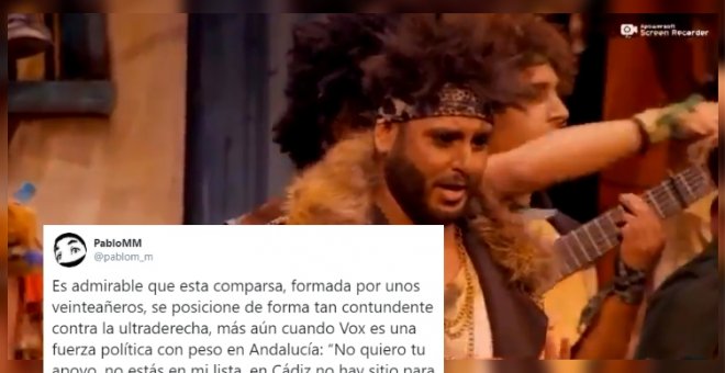 "No vengas a ladrarme ni a llamarme intolerante": la comparsa antifascista que ha enamorado en el carnaval de Cádiz