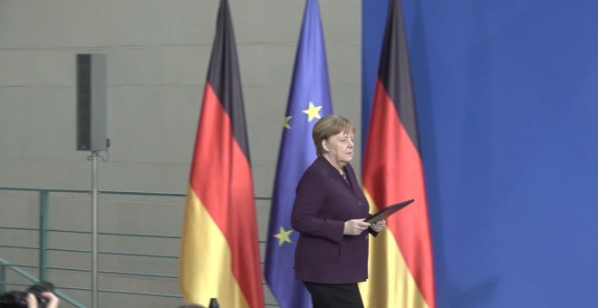 Angela Merkel en rueda de prensa