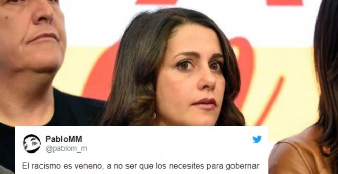 "Debe ser que si no eres un hipócrita no te dejan dirigir Ciudadanos": Arrimadas habla contra el racismo y los tuiteros recuerdan sus alianzas