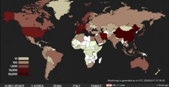 Sigue la evolución mundial del coronavirus en tiempo real