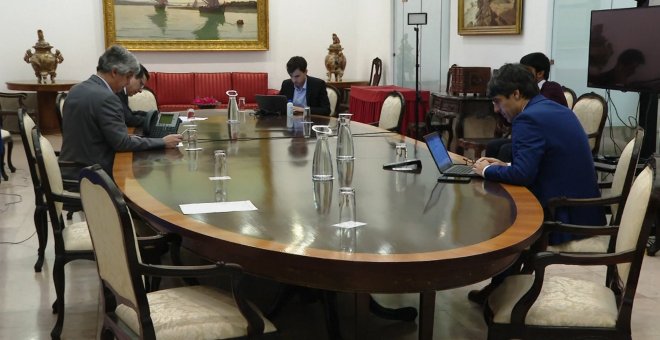 Centeno en videoconferencia con ministros de Economía y Finanzas del G7