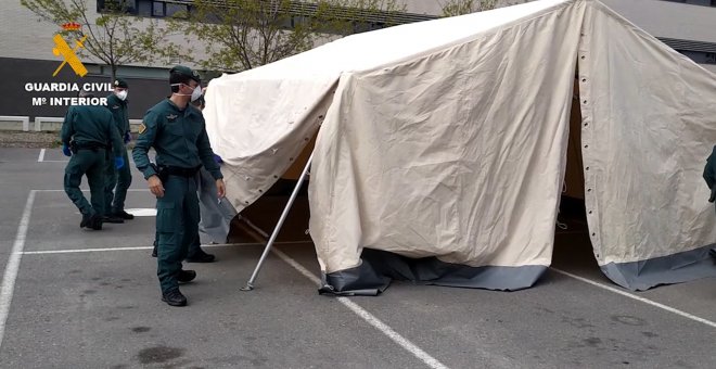 Guardia Civil instala tienda modular para pruebas de COVID19 en Calahorra (La Rioja)