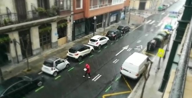 Monumental granizada en Bilbao en una jornada invernal