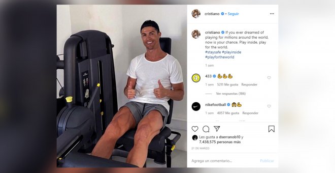 Cristiano Ronaldo pide a sus seguidores que se queden en casa