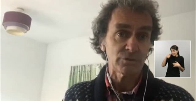 Fernando Simón reaparece por videoconferencia, con buen aspecto tras dar positivo en Covid-19, y  destaca que "las medidas están teniendo poco a poco el efecto deseado" y "no tiene sentido plantear más"