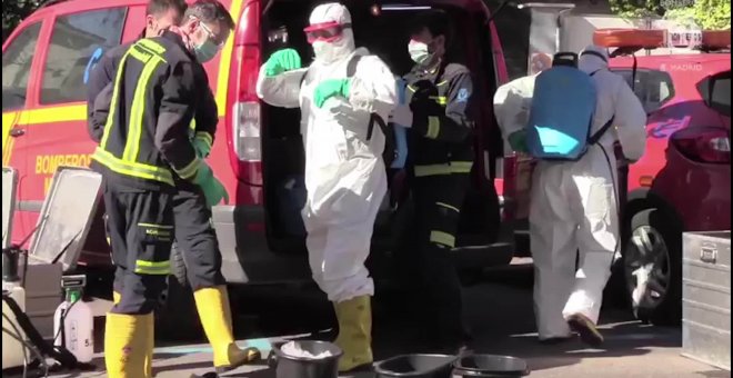 Bomberos de Madrid desinfectaron hasta anteayer 17 residencias