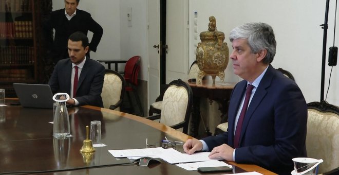 Centeno preside la reunión por videoconferencia del Eurogrupo