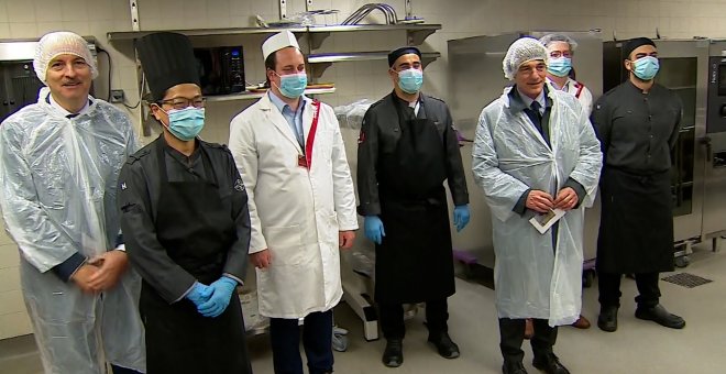 Sassoli visita la cocina del Parlamento Europeo