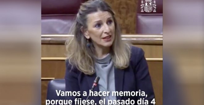 El repaso de Yolanda Díaz a la actitud del PP contra las medidas sociales por el coronavirus