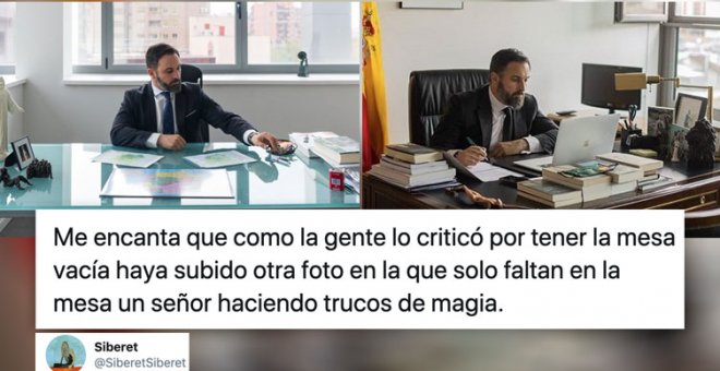 La nueva foto del despacho de Santiago Abascal (sin pimentón), analizada por los tuiteros