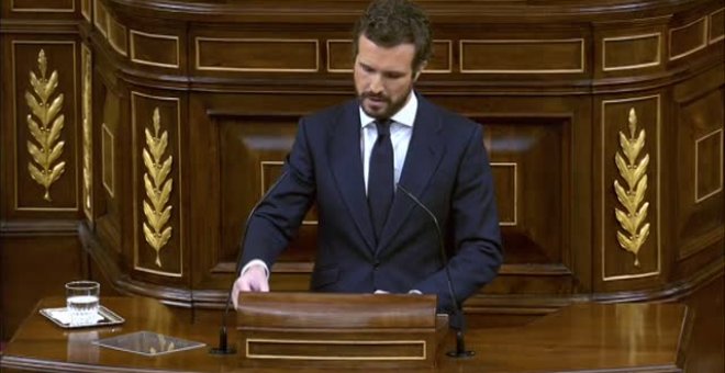 Casado: "El Covid-19 solo se vence con mascarillas no con mordazas"