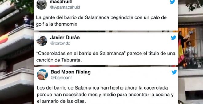 Cachondeo por una cacerolada en el barrio madrileño de Salamanca: "La Revolución de los Cayetanos"