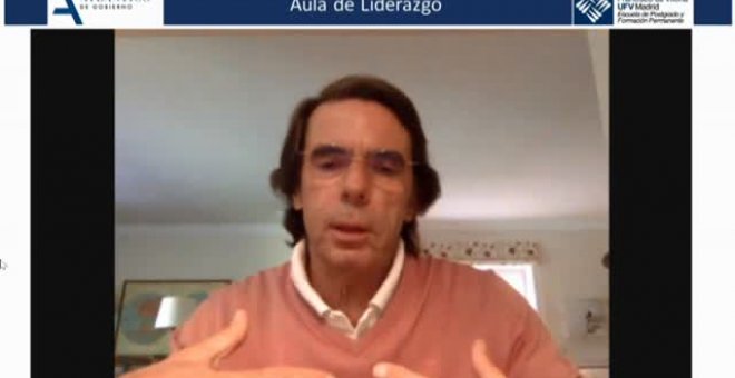 Aznar defiende a Ayuso: "En esta historia muchos van a ocupar una página en negro, pero las tuyas saldrán en blanco"