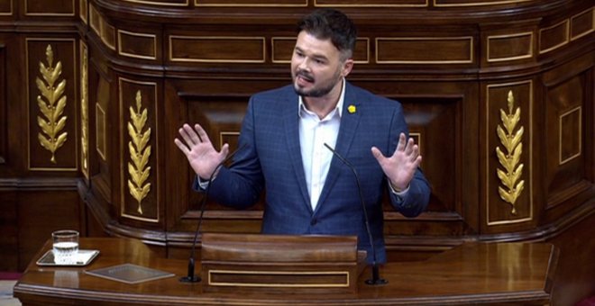 Rufián: "Sacrificar" a ERC pactando con Cs es acabar con espíritu de investidura