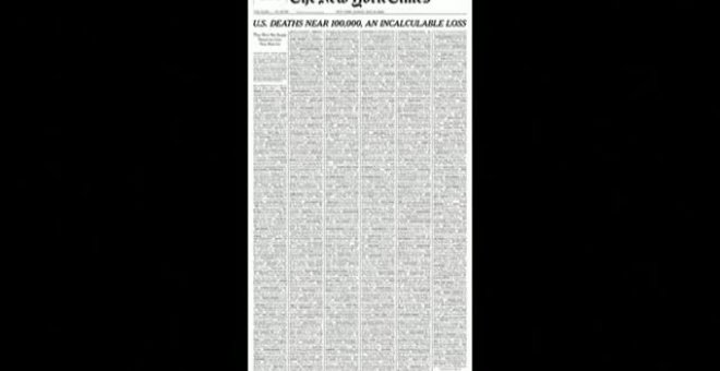 El New York Times recoge en su portada el nombre de las víctimas del Covid-19 en EEUU