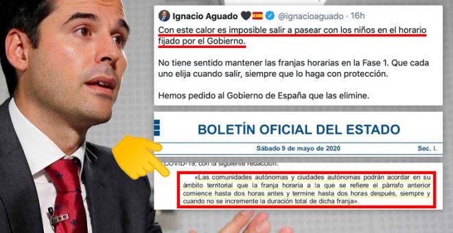 Aguado critica el horario para los niños... que la comunidad podría modificar: "No le digáis nada, a ver si se da cuenta él solo... "