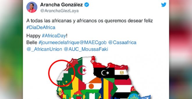 Críticas a la ministra de Exteriores por tuitear un mapa de África sin la República Saharaui: "Es un acto de cobardía"