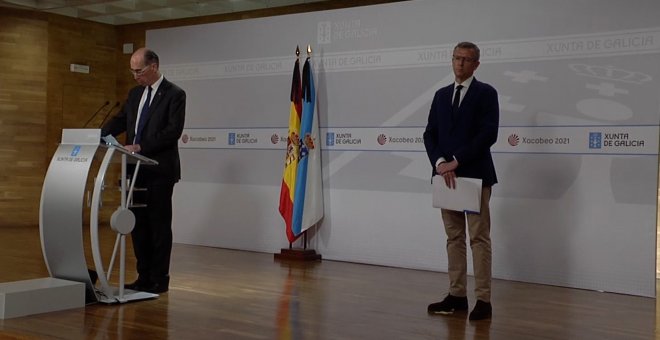 Alfonso Rueda y Jesús Vázquez Almuiña en rueda de prensa