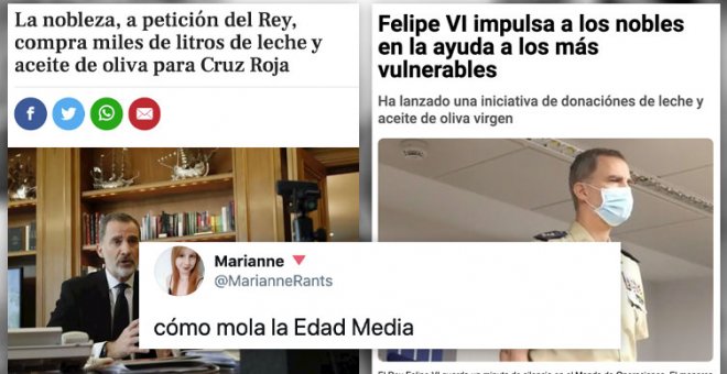 Nobles repartiendo leche y aceite a instancias del rey: no, no hemos vuelto a la Edad Media, seguimos en 2020