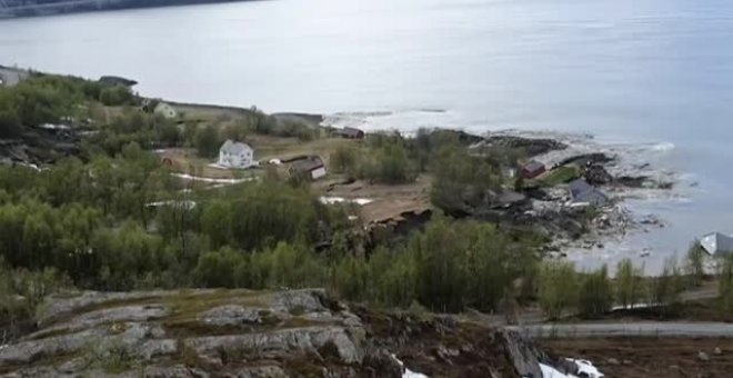 Espectaculares imágenes de un corrimiento de tierra en Noruega