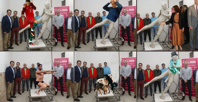 Avalancha de memes con la estatua del Ayuntamiento de Albacete a Iniesta