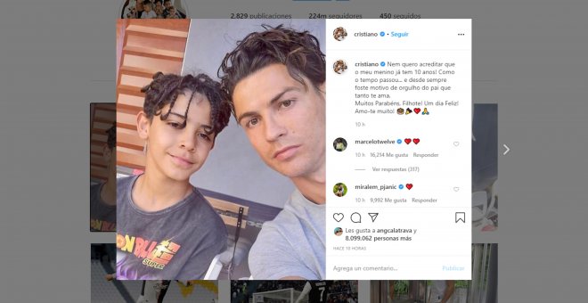 Las tiernas felicitaciones de Cristiano Ronaldo y Georgina a Cristiano Junior