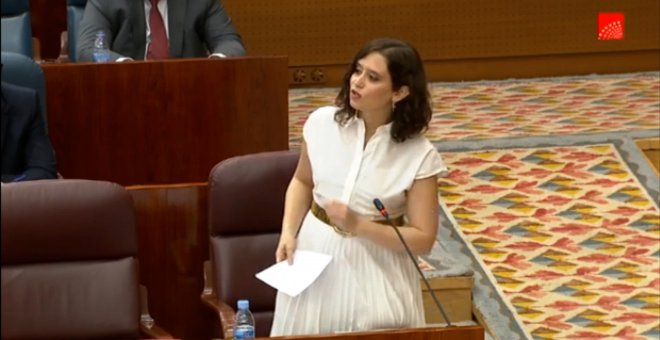 Ayuso defiende su gestión en la Asamblea de Madrid