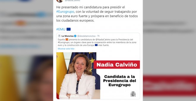 Nadia Calviño será candidata a la presidencia del Eurogrupo
