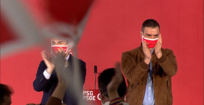 Sánchez acompaña a Gonzalo Caballero en un acto electoral en Ourense