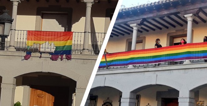 Queman la bandera arcoíris del Ayuntamiento de Ajofrín y el pueblo responde colgando una mayor