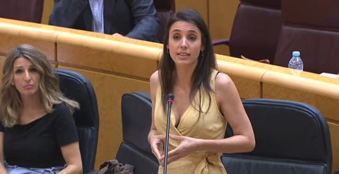 Irene Montero reprocha a Ciudadanos su defensa de los derechos LGTBI "a la vez" que facilita que VOX gobierne