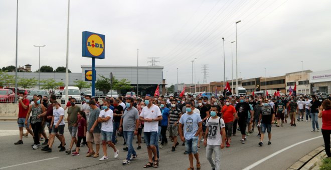 Uns 350 treballadors de la mina de Vilafruns es manifesten a Manresa per reclamar més seguretat