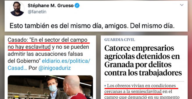 Dos noticias se entienden mejor: Casado, el Ministerio de Trabajo y la explotación laboral en el campo