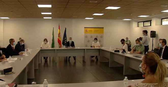 Marlaska preside la reunión con mandos de Policía y Guardia Civil en Algeciras