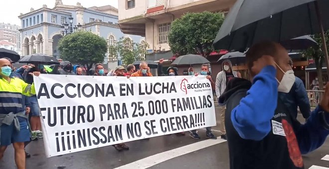 Inicio de la manifestación de los trabajadores de Nissan en Santander