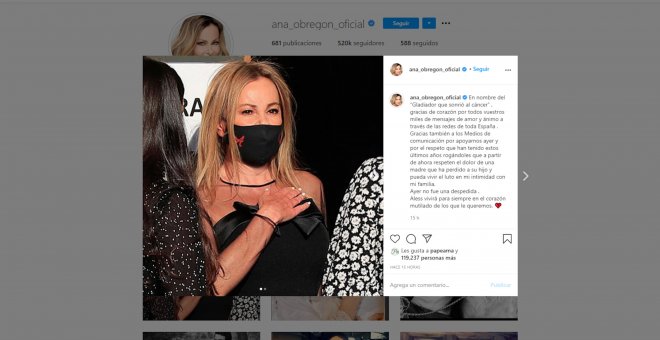 Ana Obregón lanza un mensaje tras el funeral de su hijo Aless