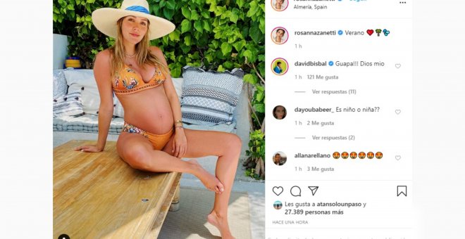 Rosanna Zanetti muestra orgullosa su tripita de embarazada