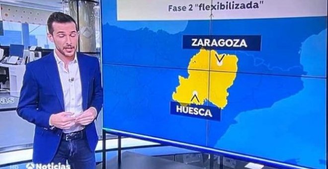 "Año 2020. Huesca conquista la provincia de Zaragoza y exilia a los zaragozanos al Pirineo": el error geográfico de Antena 3