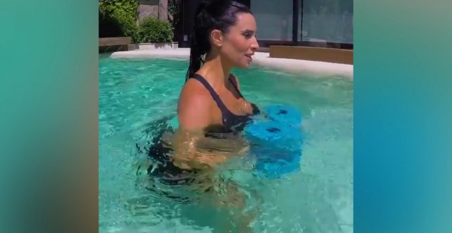 Pilar Rubio se prepara para el parto haciendo ejercicio en la piscina