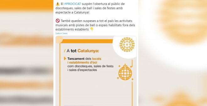 Cataluña prohíbe la apertura al público de discotecas y salas de baile