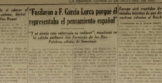 La ARMH apunta que la familia de Lorca pudo conocer la ubicación de su fosa