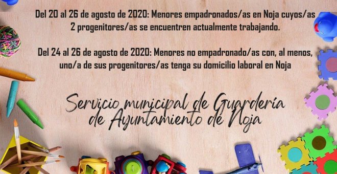 El Ayuntamiento abre las inscripciones del servicio de guardería para el curso escolar 2020/21