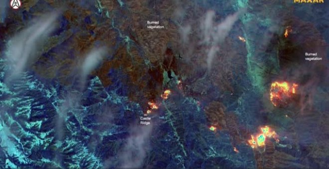 Un satélite revela los principales focos activos de incendios en California