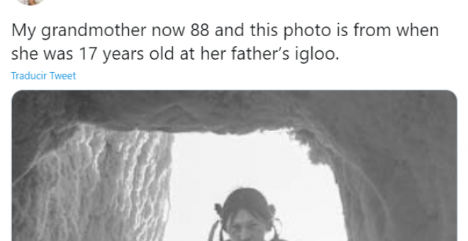 La curiosa foto de una joven entrando en un iglú hace 71 años que arrasa en internet