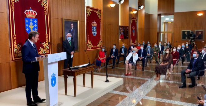 Feijóo, durante su discurso al tomar posesión por cuarta vez consecutiva