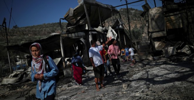 Se declara un incendio en el campo de refugiados de Samos (Grecia)