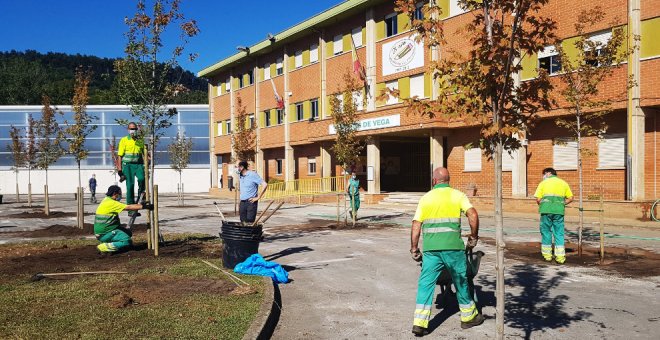 El Ayuntamiento transforma el patio del colegio Mies de Vega con arbolado