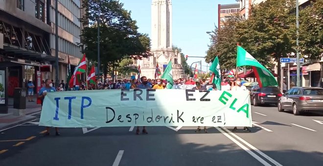 Trabajadores de ITP se manifiestan en Bilbao para rechazar el ERE