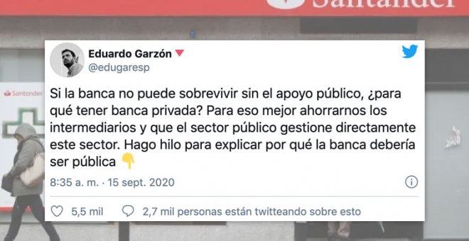 El hilo de Eduardo Garzón que explica por qué la banca "no es un negocio cualquiera" y debería ser pública