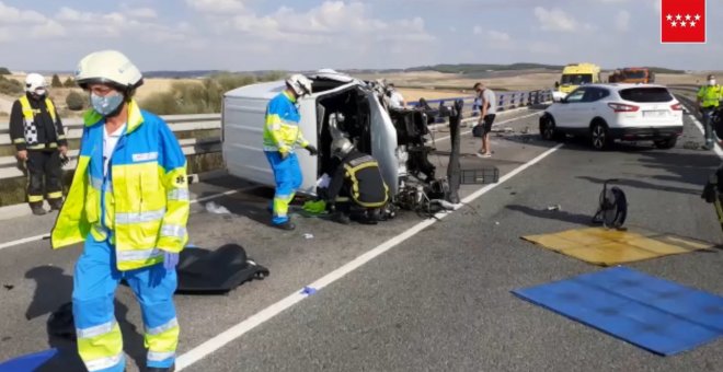 Colisión entre tres vehículos en la M-301, a la altura de Getafe